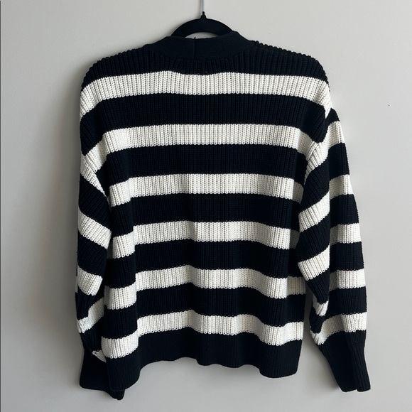 H&M Striped Black & Cream Knit Cardigan; Cotton Blend - Picture 10 of 10